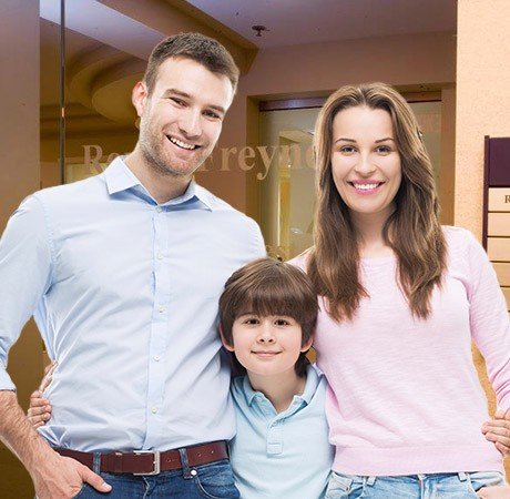 Smiling family in dental office