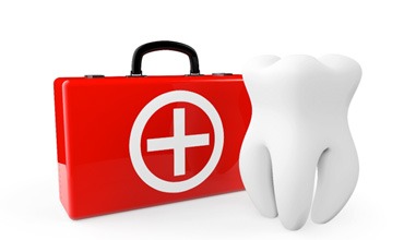 Illustration of a tooth and a medical kit